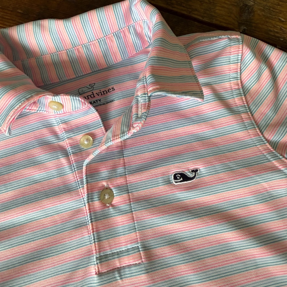 Vineyard Vines toddler polo shirt. Neon striped. Size 4T